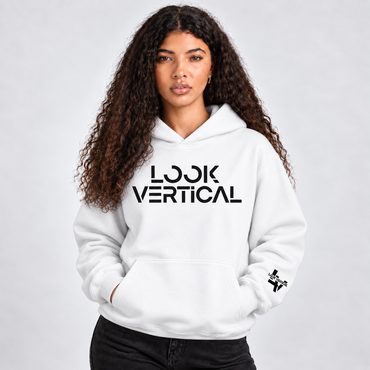 Look Vertical Premium Hoodie- White