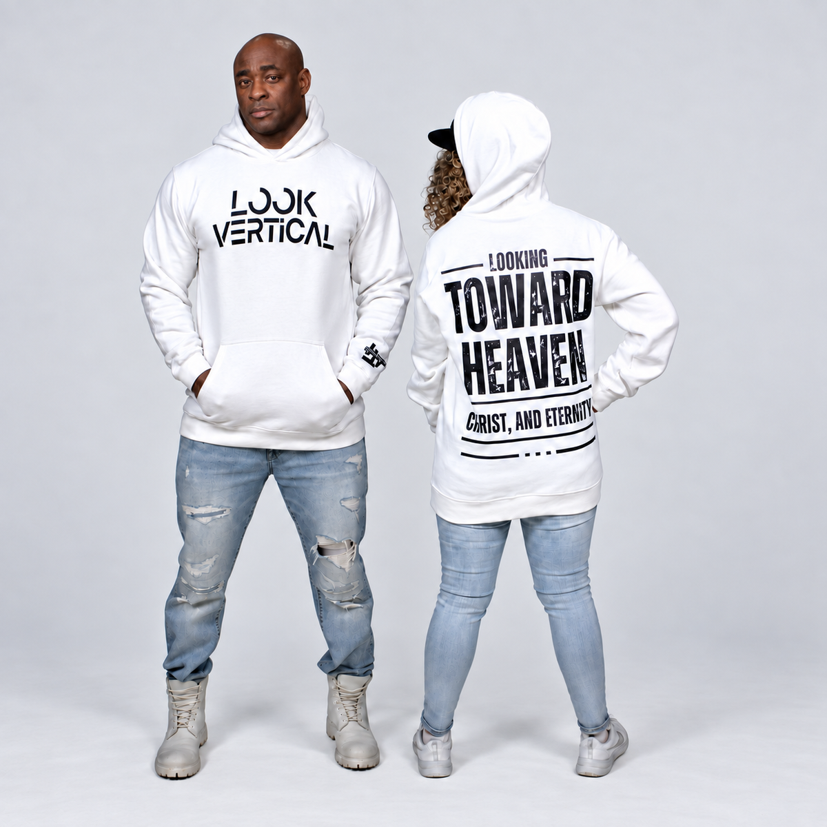 Look Vertical Premium Hoodie- White