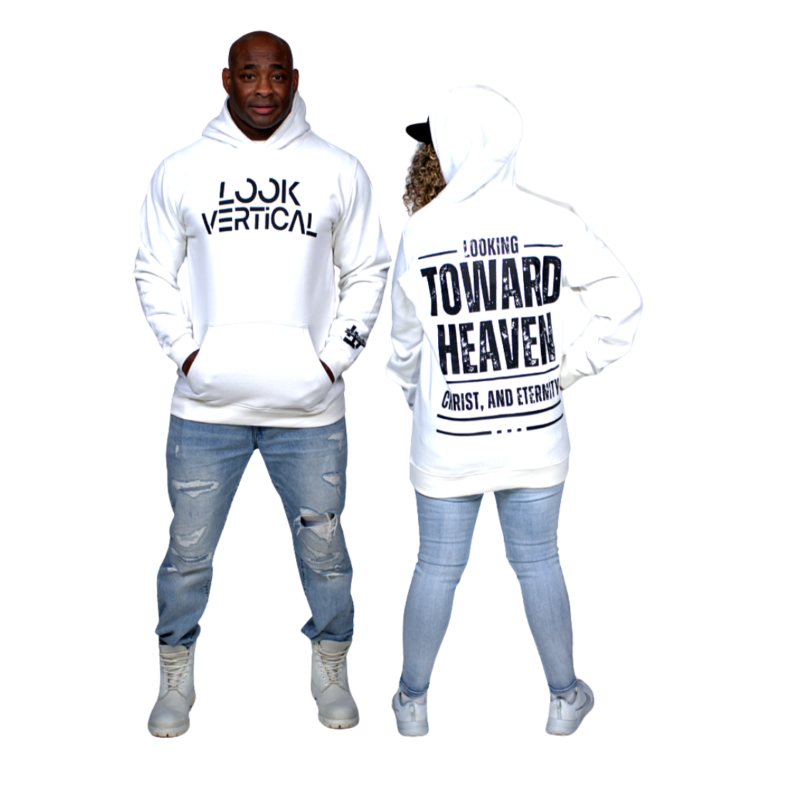Look Vertical Premium Hoodie- White