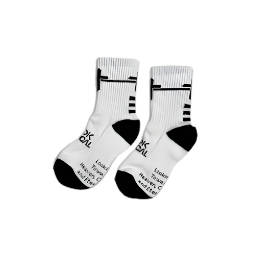 SMALL ADULT- White/Victory Black LOOK VERTICAL Performance Crew Socks