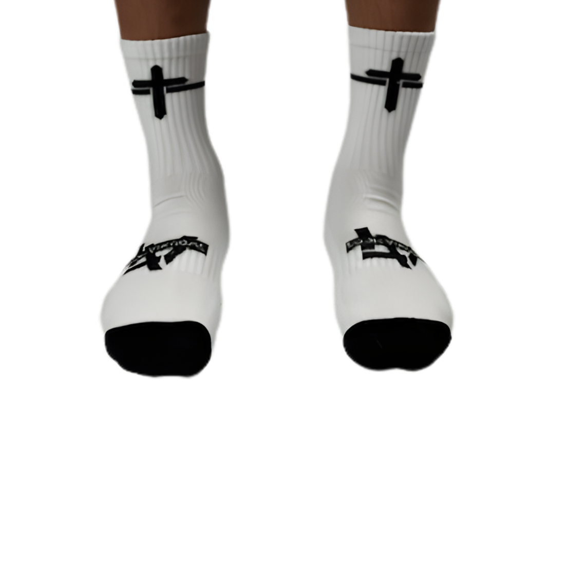 ADULT/UNISEX- White/Victory Black LOOK VERTICAL Performance Crew Socks