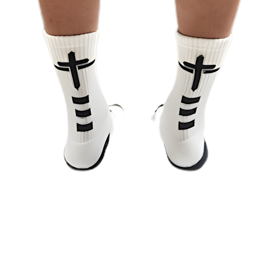 ADULT/UNISEX- White/Victory Black LOOK VERTICAL Performance Crew Socks