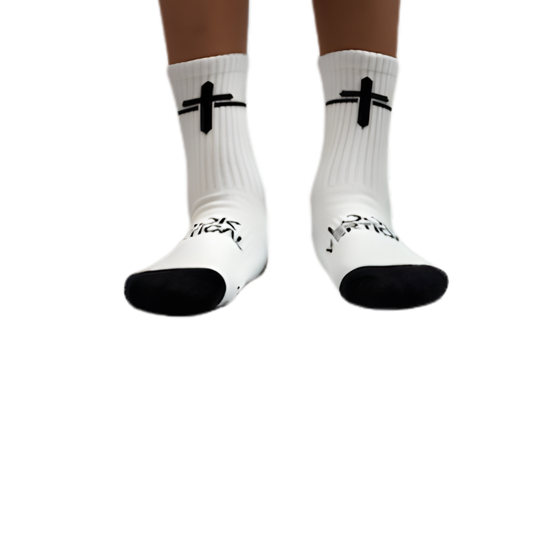 SMALL ADULT- White/Victory Black LOOK VERTICAL Performance Crew Socks